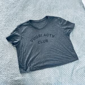 vuori actv club dark gray babydoll short sleeve crop tshirt wmns L